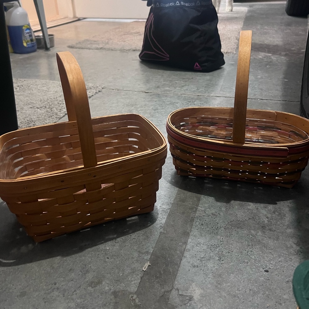 Longaberger Brown Woven Easter Baskets with Handles